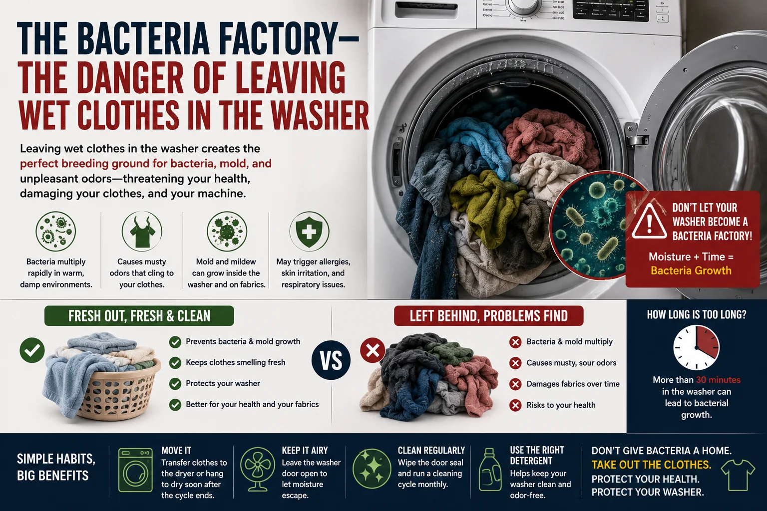 The Bacteria Factory—The Danger of Leaving Wet Clothes in the Washer